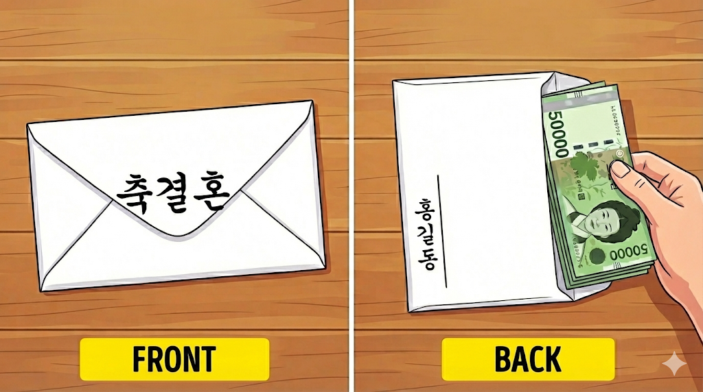 How to prepare a cash envelope for a wedding, a key part of the Korean wedding guest guide.