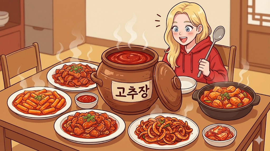 A variety of popular Gochujang Dishes displayed on a traditional Korean table.