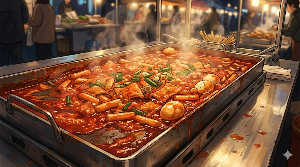 Spicy and sweet Tteokbokki, one of the most famous Gochujang Dishes.