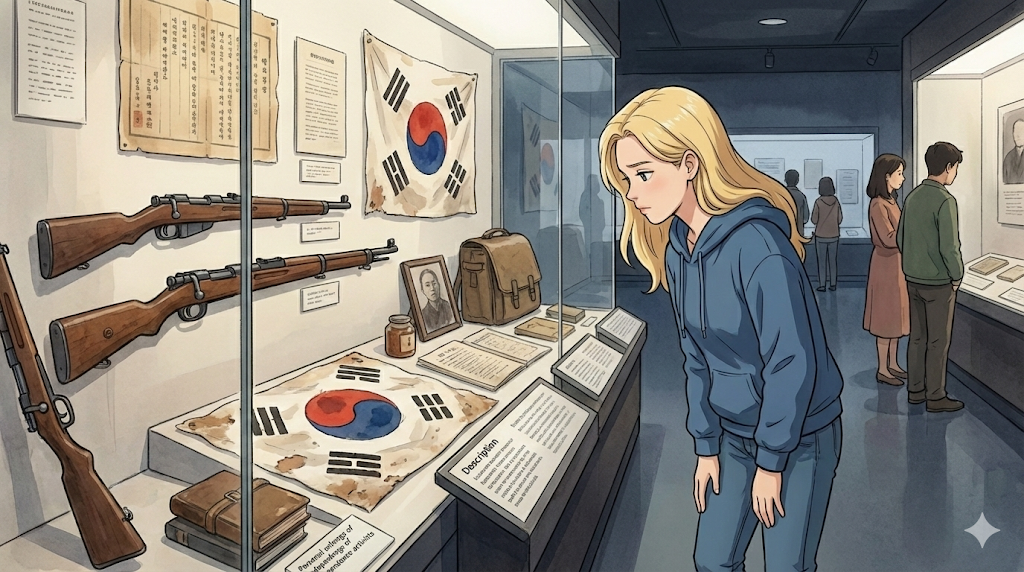 Learning about history inside the exhibition halls of the Independence Hall of Korea.