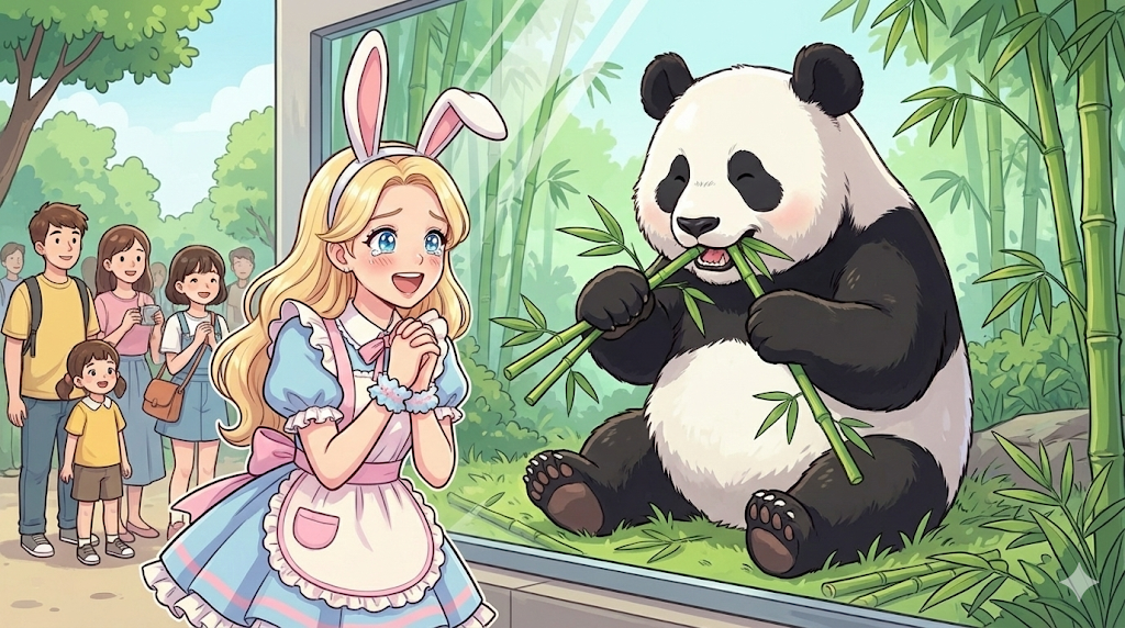 Visiting the famous Panda World, a must-see spot in the Everland Theme Park Guide.