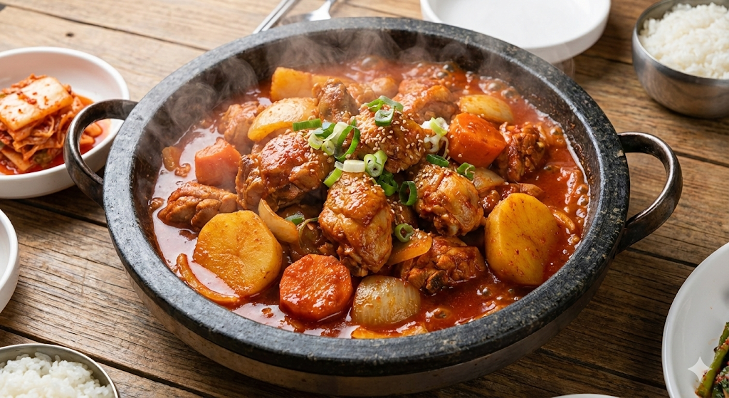 Savory Dak-bokkeum-tang, a classic Spicy Korean Food recommendation.