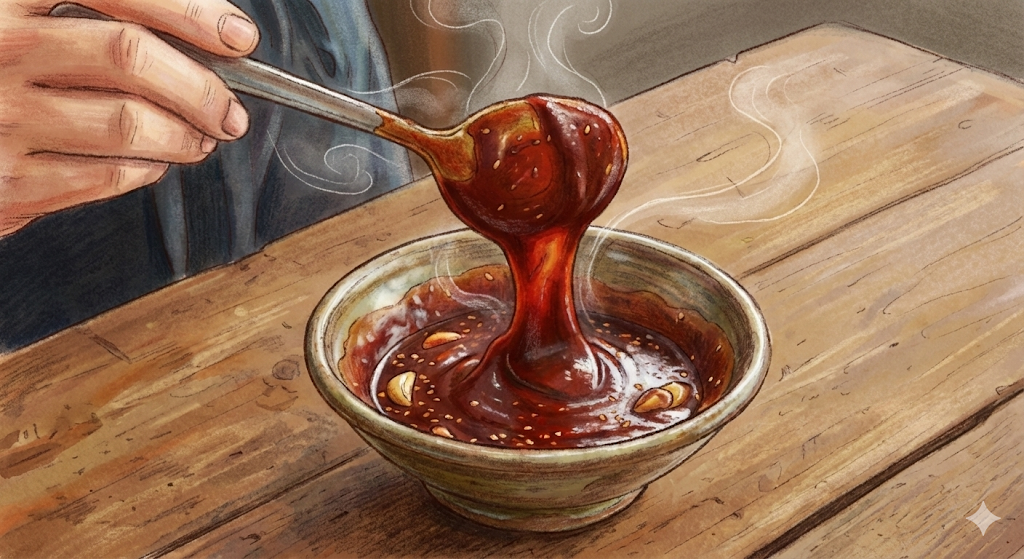 Mixing the secret spicy sauce for the Easy Bibimbap Recipe.