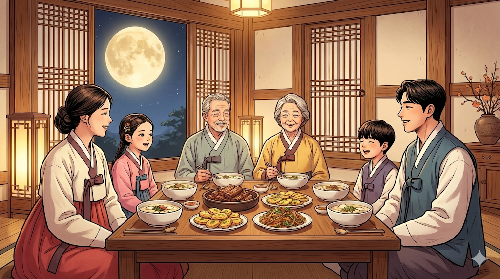 Celebrating a lunar holiday, a key part of the Lunar vs Solar Calendar in Korea.