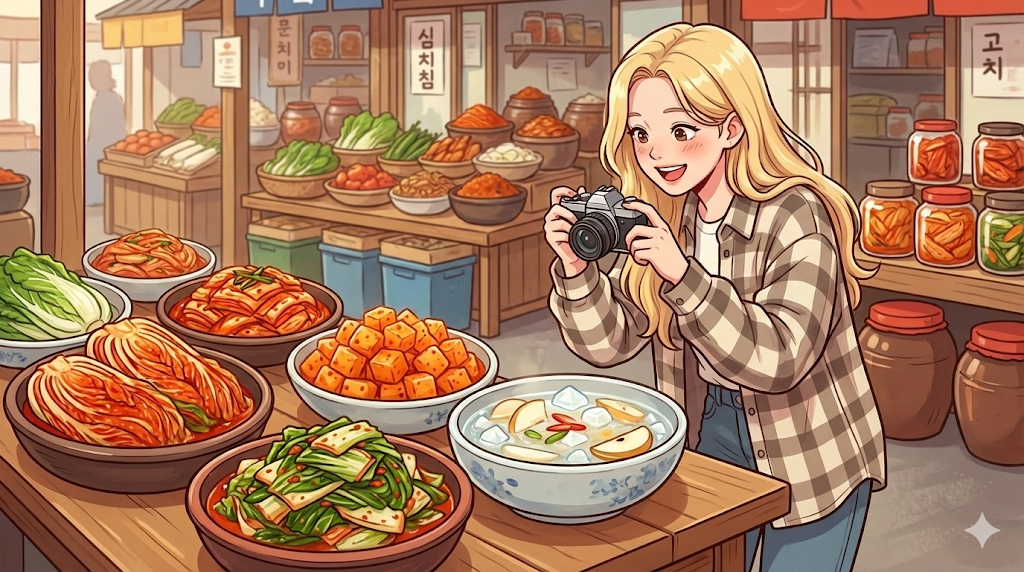 A colorful variety of fermented vegetables for the Kimchi Pairing Guide.