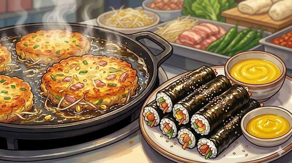 Iconic dishes of the Traditional Korean Market Food Tour.