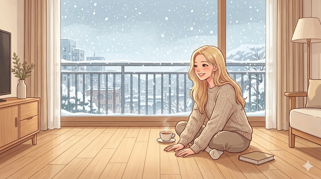 Experiencing the comfort of Ondol heating in Korean Apartment Culture.