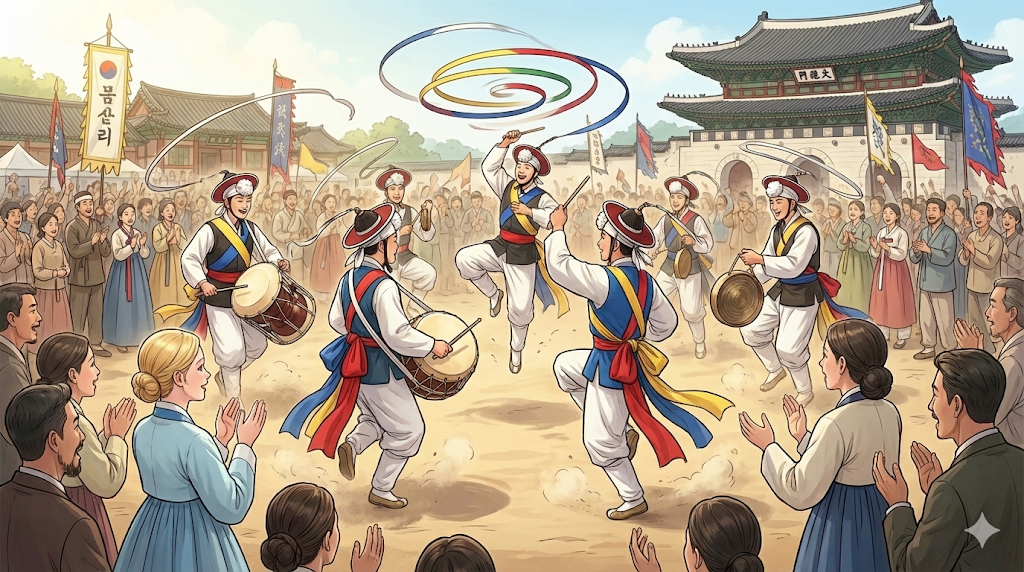 The vibrant and joyful energy of Samulnori in the Korean Traditional Music Gugak guide.