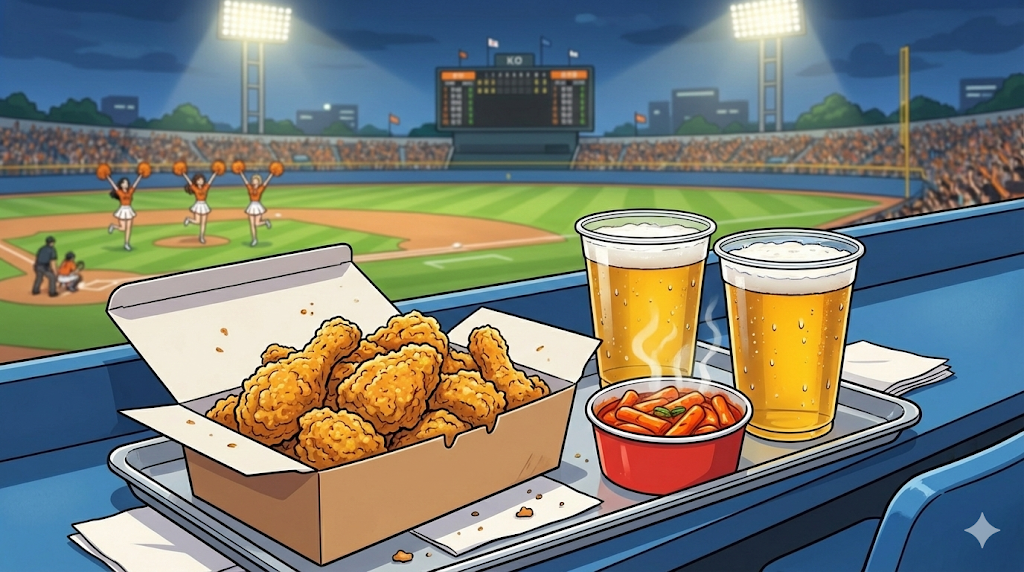 Delicious food pairings in Korean Baseball Stadium Culture.
