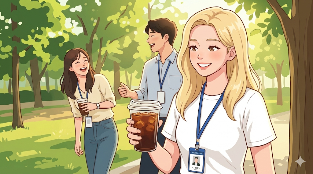 The mandatory post-lunch Iced Americano in Korean Office Lunch Culture.