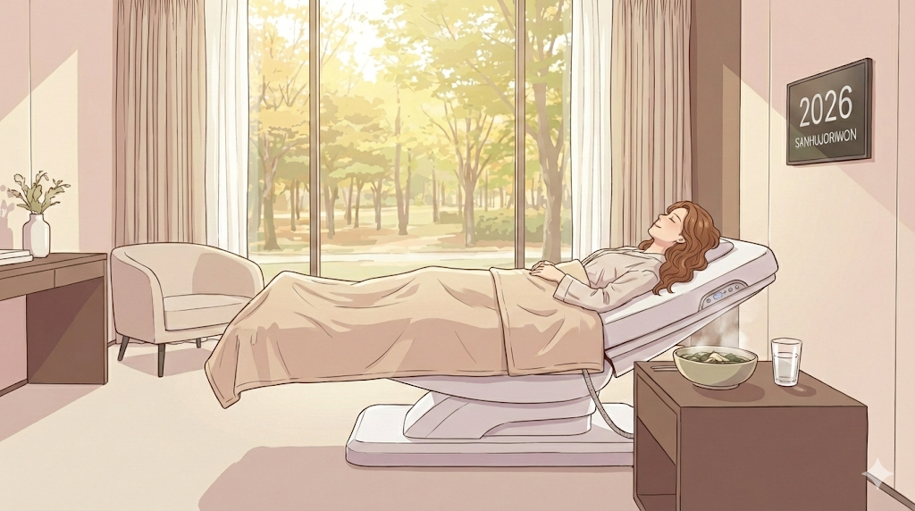 The luxurious interior of a Korean Postpartum Care Center (Sanhujoriwon).